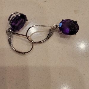 Approximately 3 Carat Amethyst Leverback Earrings